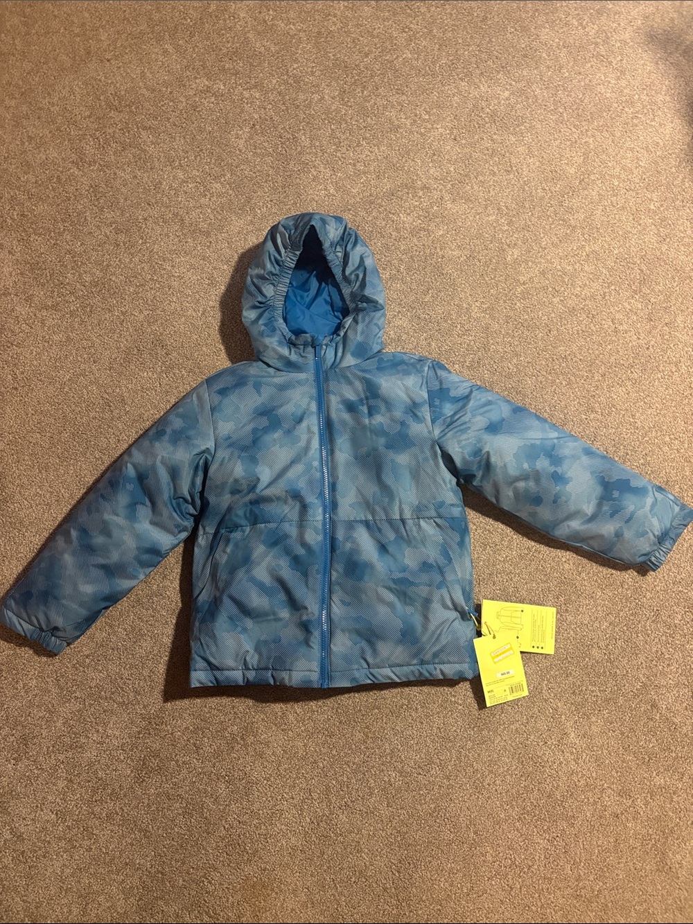 Kids 3 in 1 Blue Camouflage Hooded Puffer Jacket